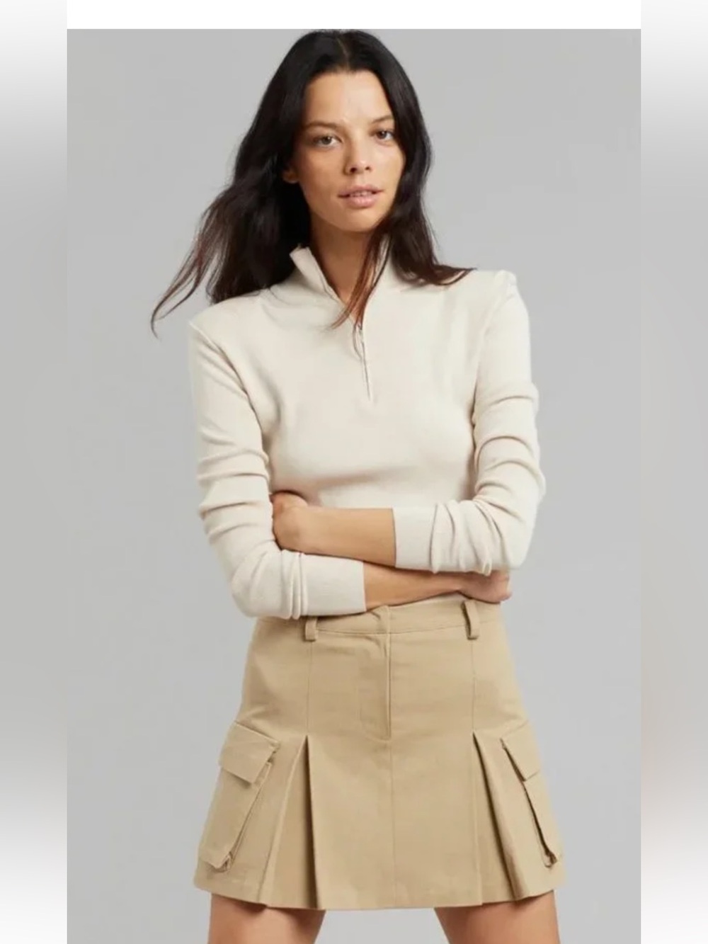 The Frankie Shop Tan Tailored cargo Mini Skirt. Worn once!